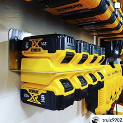 48 Tools Wall Storage Mount Battery Holder for DeWalt XR | Cordless DeWalt 18v, 20v Power Tool Batteries