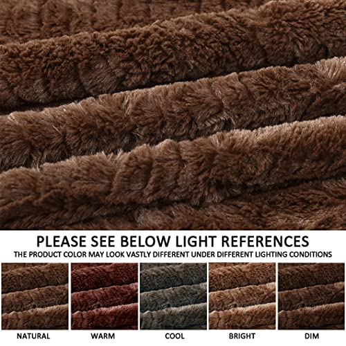 YUSOKI Luxury Double Sided Faux Fur Throw Blanket(Without Pillows),Soft Fuzzy Fluffy Cozy Blanket Plush Furry Comfy Warm Blanket for Couch Bed Chair Sofa Bedroom Men Boys Gift(Brown,50" x 63")