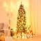 Costway 2.1 M Pre-lit Pencil Christmas Tree,Artificial Hinged Fir Christmas Tree with 995 PVC Tips and 350 SAA certificated LED Lights, Christmas Drcoration with Sturdy Iron Stand, Easy Set-up