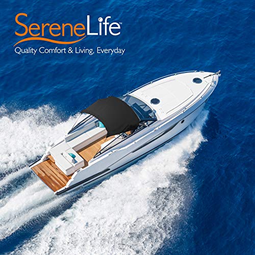 SereneLife Waterproof Boat Bimini Top Cover - 79-84" W 3 Bow Bimini Top Sun Shade Boat Canopy - 1" Double Wall Aluminum Frame Tubes, 2 Front Straps, 2 Rear Support Poles, Storage Boot SLBTW84G, Gray