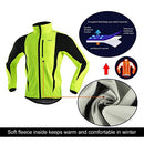 ARSUXEO Winter Warm UP Thermal Softshell Cycling Jacket Windproof Waterproof Bicycle MTB Mountain Bike Clothes 15-K Green Size X-Large