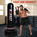 BOKEST Large Punching Boxing Bag with Stand - Inflatable Air Filled Kicking Bag Stands 69” - Adult Free Standing Kick Boxing Bag Home with Stand - Awesome MMA Bag to Use Indoors & Outdoors, Black Red