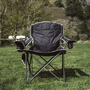 SunnyFeel XL Oversized Folding Camping Chair, Heavy Duty Padded Camp Chairs, Portable with Armrest for Tall People Outdoor/Beach/Travel/Picnic (Grey)