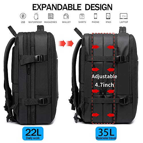 35L Travel Backpack,Flight Approved Carry On Backpack for International Travel Bag, Water Resistant Durable 17-inch Laptop Backpacks,Large Daypack Business Weekender Luggage Backpack for Men Women â€¦
