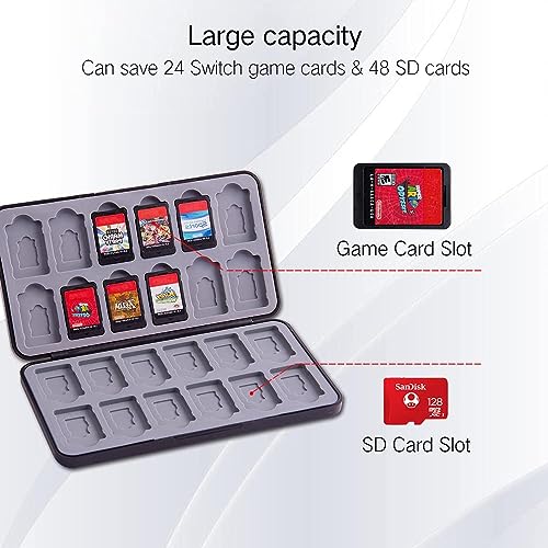 Game Card Case for Nintendo Switch& Switch OLED Game Card or Micro SD Memory Cards,Portable Switch Game Memory Card Storage with 24 Game Card Slots and 24 Micro SD Card Slots.