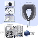 BEOPARY Travel Pillow & Cable Organizer, 100% Pure Memory Foam Neck Pillow 360-Degree Head Support Travel Neck Pillow for Airplane with 3D Eye Masks, Earplugs & Electronics Bag for Travel Accessories