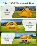 RISTOW Camping Tent with Instant Pop Up,6-7 Persons 3 in 1 Multifunctional Tent with Shelter, Double-Thick Fabric, Automatic Hydraulic Rainproof, Sets Up in 4 Minutes for Family, Outdoor and Hiking