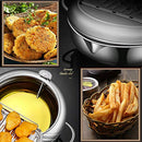 Deep Fryer Pot - Japanese Tempura Small Deep Fryer Stainless Steel Frying Pot With Thermometer,Lid And Oil Drip Drainer Rack for French Fries Shrimp Chicken Wings and Shrimp (28cm/11inch)