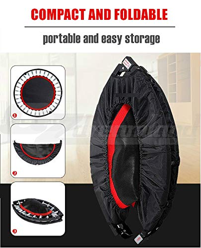40'' Pro Fitness Trampoline Handrail Foldable Home Gym Rebounder Indoor Outdoor Kids Adults Max 150KG
