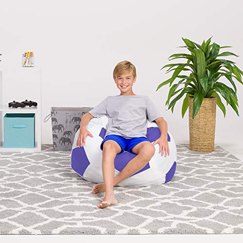 Posh Beanbags Bean Bag Chair, Large-38in, Sports Soccer Ball Purple and White