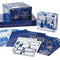 Hallmark Flat Christmas Wrapping Paper Sheets with Cutlines on Reverse and Gift Tag Seals (12 Folded Sheets, 16 Gift Tag Stickers) Blue and Silver Snowflakes, Deer Forest Scene, Blue Tartan Plaid