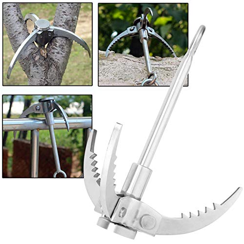 Grappling Hook Heavy Duty Stainless Steel Rock Climbing Hook Folding 3 Claw Hook Multifunctional Outdoor Survival Carabiner Hooks Tool for Camping Hiking Tree Rock Mountain Climbing