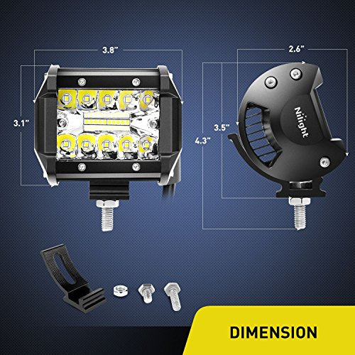 Nilight Led Pods 2PC 4Inch Triple Row Led Light Bar 60W Flood Spot Combo 6000LM Super Bright Off Road Driving Fog Light Boat Lights Work Light