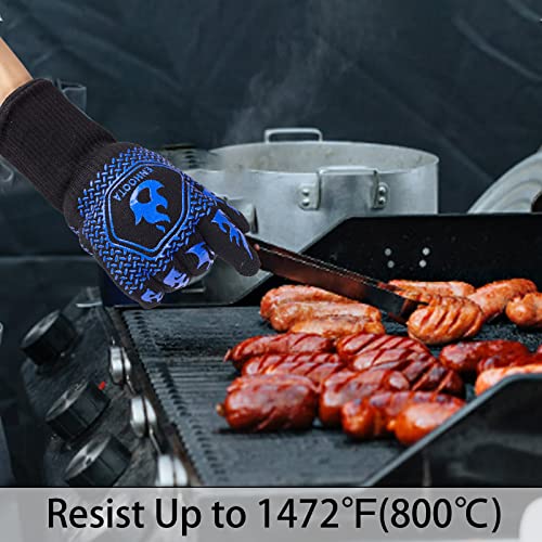 ENHOOTA BBQ Gloves Heat Proof, 1472 Degree F Heat Resistant Grilling Gloves for Heat Resistant Cooking, Outdoor Grill, Barbecue, Oven, Cooking, Kitchen and Baking