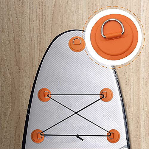 Vashly 7Pck D-Ring Patch Kayak D Ring Pads & 20ft Strong Elastic Bungee Shock Cord with Hooks Bungee Deck Rigging Kit for PVC Inflatable Boat Sup Kayak Canoe Deck Surfboard Raft Stand Up Paddle Board