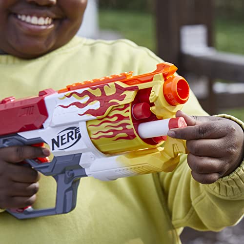 Nerf Mega CycloneShock Toy Blaster, Hotrod Color Style, 6-Dart Drum, 6 Nerf AccuStrike Mega Darts, Easy Priming (Amazon Exclusive)