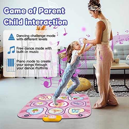 Dance Mat Toys, Touch Play Electronic Dance Pad with LED Lights, Adjustable Volume, Built-in Music, 5 Challenge Levels Christmas Thanksgiving Birthday Gifts for 3 4 5 6 7 8 9+ Year Old Kids Girls Boys
