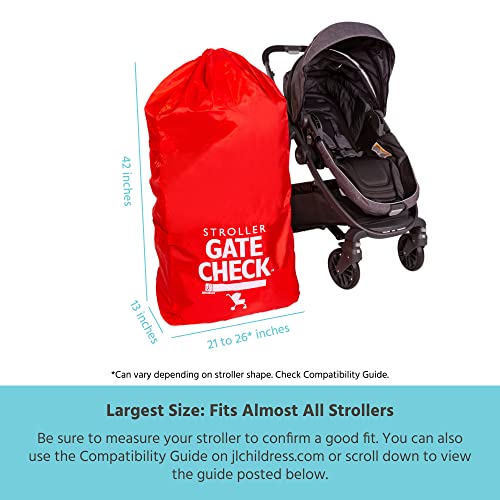 J.L. Childress Gate Check Bag for Standard and Double Strollers, Red