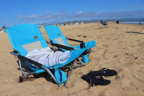 Nice C Low Beach Camping Folding Chair, Ultralight Backpacking Chair with Cup Holder & Carry Bag Compact & Heavy Duty Outdoor, Camping, BBQ, Beach, Travel, Picnic, Festival (2 Pack of Blue)