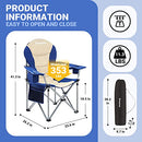 KingCamp 2 Pcs Adjustable Lumbar Support Camping Chairs with Cooler Bag, Folding Camping Chair for Adults with Adjust Armrest, Camp Chair Cup Holder Side and Head Pocket for Picnic Fishing,Max 353lbs