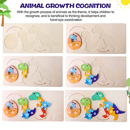 6-Pack Wooden Animal Growth Puzzle， Puzzles for Kids Ages 3-5 ，Montessori Toys for 3 4 5 Year Olds ，Gifts for 2-4 Year Old Boys Girls