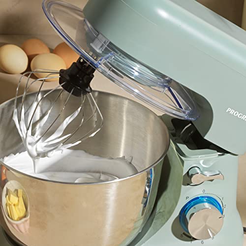 Progress EK5234PTEAL Go Bake Electric Stand Mixer, 8 Speed Settings, for Bread and Cakes, Pulse Function, Safety Lock & Splash Guard, 4 L Bowl, Stainless Steel, Beater/Dough Hook/Whisk, 1300 W, Teal