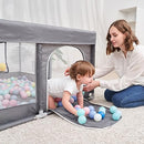 PandaEar Baby Playpen, Large Baby Playpen for Toddlers, Sturdy Baby Play Yards with Soft Breathable Mesh, Indoor & Outdoor Kids Activity for Infant Safety (127×127 cm) (Grey)