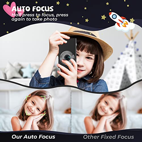 Digital Camera, Autofocus Vlogging Camera FHD 2.7K 48MP with 2.8" Large Screen, 16X Digital Zoom, Compact Camera Portable Mini Camera for Teens,Kids,Adult,Beginners（Black）