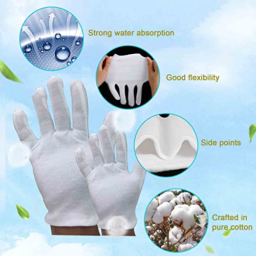 24 pairs Cotton gloves, cloth glove, White gloves, Cotton gloves for cleaning coins, White gloves for skin care, examining jewelry, daily work (24)