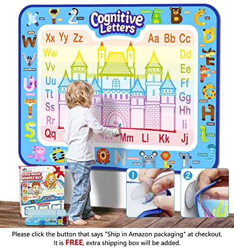 Jasonwell Aqua Magic Water Doodle Mat Large Drawing Coloring Mat Painting Writing Board, Educational Learning Toy Magic PENS Water Painting Activity Gifts for Kids Toddlers Boys Girls Age 2 3 4 5 6 7 8 (40 x 32)