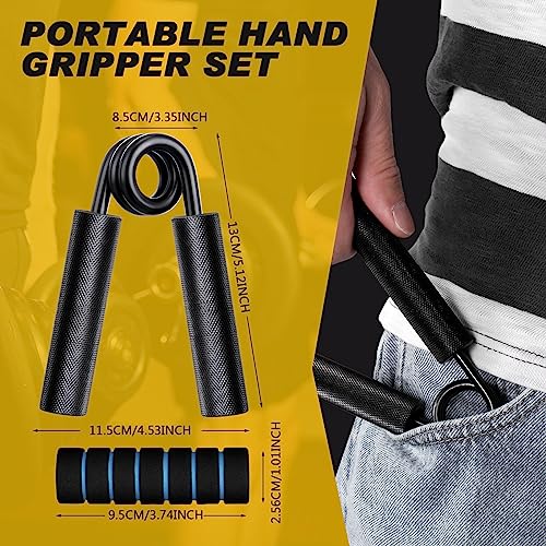 Wettarn 6 Pack Hand Grip Strengthener Set Heavy Metal Hand Grip Resistance 100, 150, 200, 250, 300, 350 LBS Wrist Hand Exerciser with Protective Case Forearm Gripper for Fingers Workout (Mixed Colors)