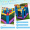 Costway Inflatable Bounce House, Jumping Castle for Kids w/ Slide, Bouncy Castle with Jump Area, Climbing Wall, Basketball Hoop, Includes Carry Bag, Stakes, Repair Kit, 50 Ball Pit Balls for Outdoor Indoor Party (No Blower)