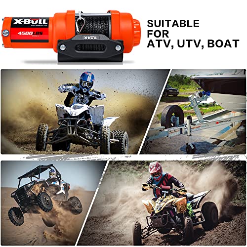 X-Bull Boat ATV UTV Winch 4500LBS/2041KG 12V Electric Winch with Synthetic Rope 5.5mm x 13m Wireless Remote Car Automotive Accessories IP68 Waterproof