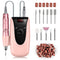 Madenia Professional Rechargeable 35000 rpm Nail Drill Machine, Portable Electric Nail File E file for Acrylic Gel Nails, Manicure Pedicure Polishing Tools with Display Screen, Pink