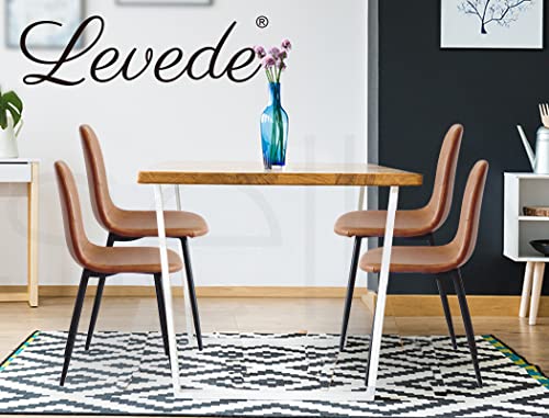 LEVEDE Dining Chairs, Set of 4 Reading Seating, Retro Kitchen Chairs, PU Leather Chic Nursing Seats, Home Furniture for Dining Room, Living Room, Cafe, Meeting Room, Load Up to150kg (Brown)