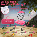 DaddyGoFish Kids Fishing Pole - Rod Reel Combo Tackle Box Starter Set - First Year Small Dock Gear Kit for Boys Girls Toddler Youth Age Beginner Little Children Junior Anglers (Pink, 4ft)