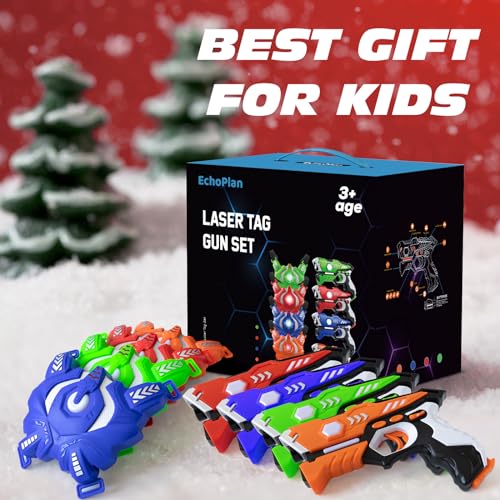 EchoPlan Laser Tag, Laser Tag Guns Toy Set of 4 with Vests, Upgraded Infrared Laser Tag Guns Toys for Kids, Lazer Tag Toys for Boys Indoor Outdoor Game, Toys for Kids Ages6 7 8 9 10 11 12+Year Old Boy
