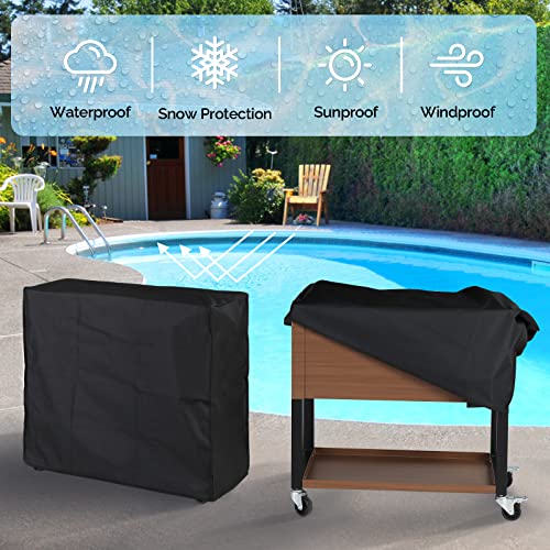 VINGLI 80 Quart Rolling Ice Chest on Wheels, Patio Cooler Cart with Waterproof Cooler Cart Cover, Beverage Rolling Cooler for Outdoor Patio Deck Party (Brown)