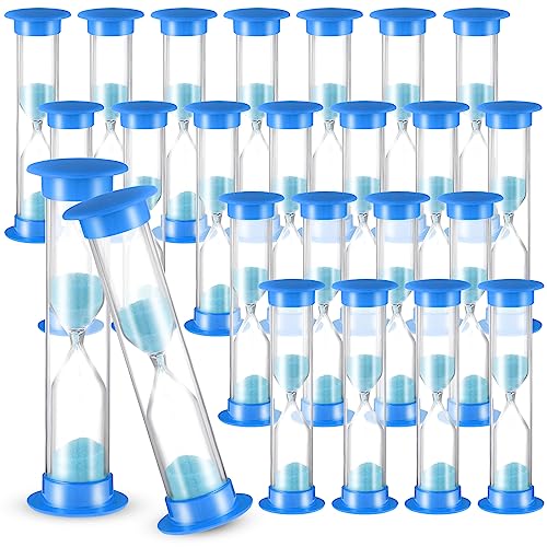 24 Pcs 5 Minute Sand Timer Plastic Hourglass 5 Min Visual Timer Mini Classroom Timer Small Shower Timer for Teacher Classroom School Must Haves Supplies Egg Sand Clock Kids Time Management (Blue)