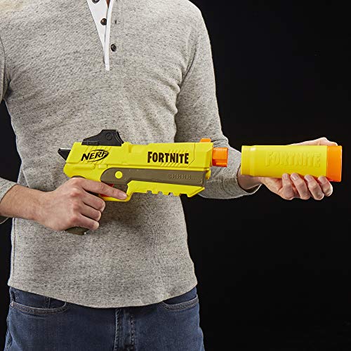 Nerf Fortnite - SP-L Blaster - Yellow with Detachable Barrel and 6 Official Fortnite Elite Darts - Epic Games Fortnite - Toys for Kids - E6717 - Ages 8+