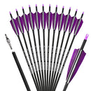 ZSHJGJR 30 Inch Archery Carbon Arrows Hunting Arrows with 4” Turkey Feather Targeting Practice Arrows Spine 500 for Compound & Recurve & Traditional Bow 6/12pcs (12 x Purple Arrows)