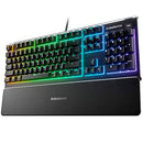 SteelSeries Apex 3 Whisper Quiet IP32 Water & Dust-Resistant Gaming Keyboard - Prism 10-Zone RGB Illumination - Premium Magnetic Wrist Rest