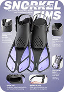 CAPAS Snorkel Mask Fins Set, Travel Size Snorkeling Gear for Adults with Short Adjustable Swim Fins, High Resistant Scuba Diving Mask and Dry Top Snorkel, Come with a Carrying Bag