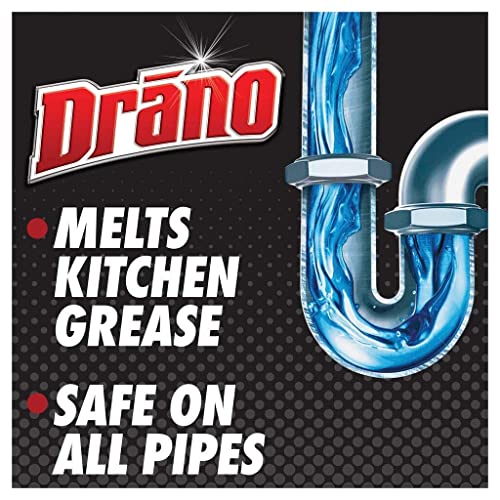 Drano Kitchen Crystals Drain Cleaner, Unclog Kitchen Drains, Melts Grease and Grime, Sink Cleaner Safe On All Pipes, 500g