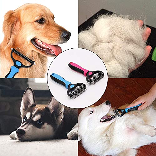 Pet Grooming Tool- 2 Sided Undercoat Rake for Dogs &Cats-Safe and Effective Dematting Comb for Mats&Tangles Removing-No More Nasty Shedding or Flying Hair (MSLS-1)