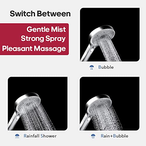 Decaura 3-Mode Handheld Shower Head with 150cm Shower Hose Brass Wall Elbow Bracket Soft Spray Luxury Massage (Chrome)