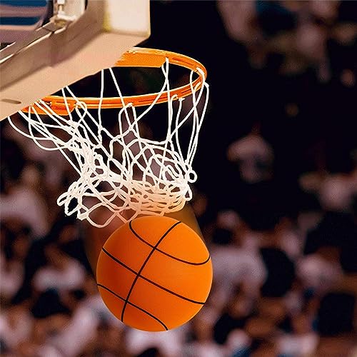 Silent Basketball Dribbling Indoor, Lightweight Uncoated High Density Foam Ball, 2023 Newest Foam Basketball Indoor Training Ball for Patios Playrooms Stadiums Yards