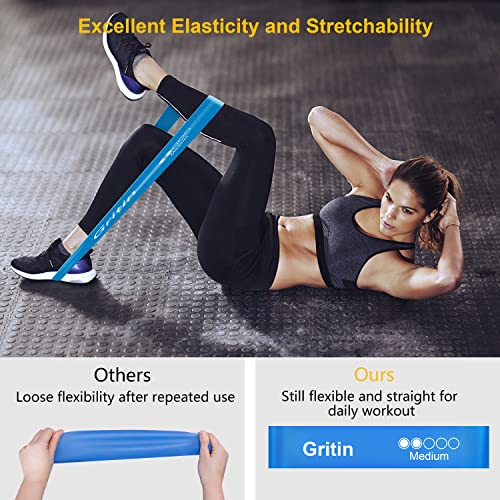 Gritin Resistance Bands, [Set of 5] Skin-Friendly Resistance Fitness Exercise Loop Bands with 5 Different Resistance Levels - Free Carrying Case Included - Ideal for Home, Gym, Yoga, Training