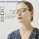 Reading Glasses Blue Light Blocking - 2 Pack +2.0 Readers Computer Eyeglasses Spring Hinge for Women Men Lightweight Rectangle Frame