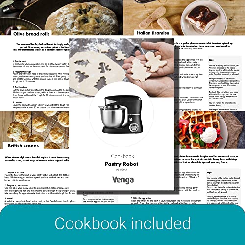 Venga Stand Mixer, 5 Liters Stainless Steel Bowl, 4 Accessories, Recipe Book, 1 000 W, White, VG M 3014 WH BS